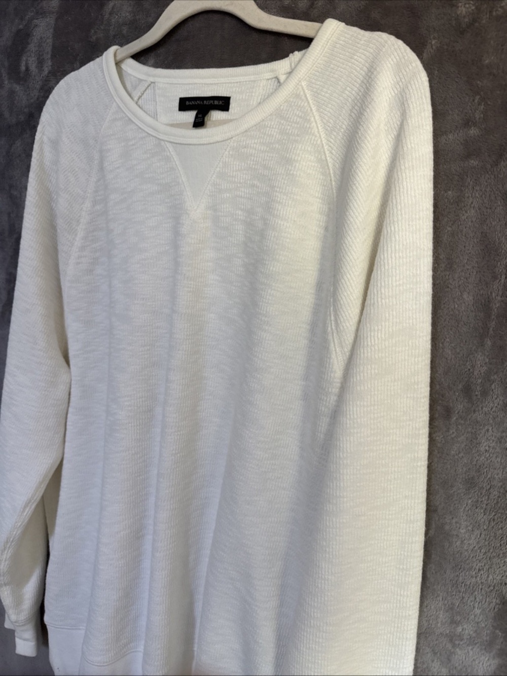 Banana Republic Men's Waffle Knit Long Sleeve Shirt | Ivory | XL